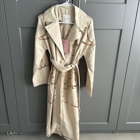 Avec Les Filles Cutwork Linen Trench Coat NWT - Picture 4 of 8